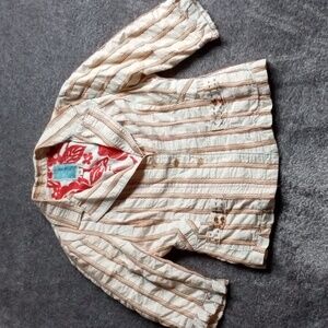 Burning Torch S? striped cropped sleeve blazer with floral lining